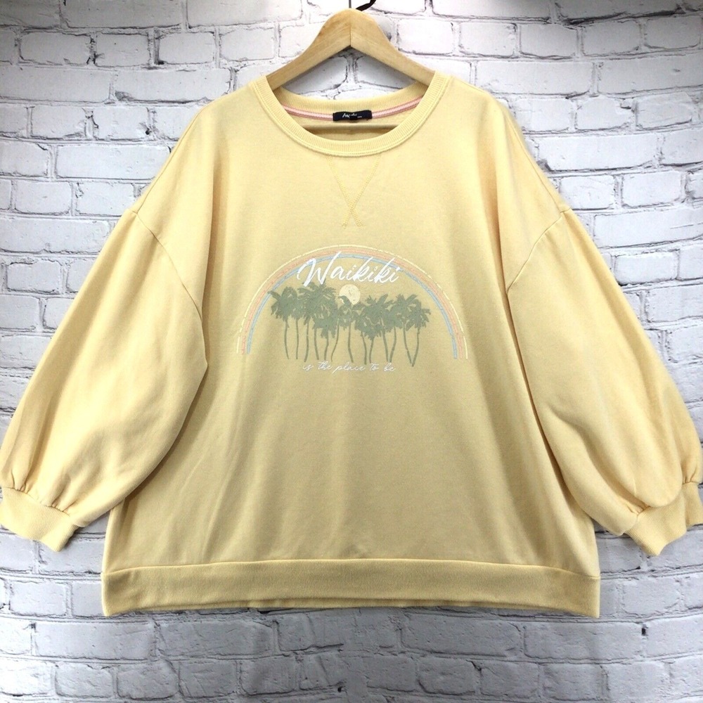 Angels Forever Young Waikiki Sweatshirt Graphic Pullover Crewneck Womens 2X Vtg‎